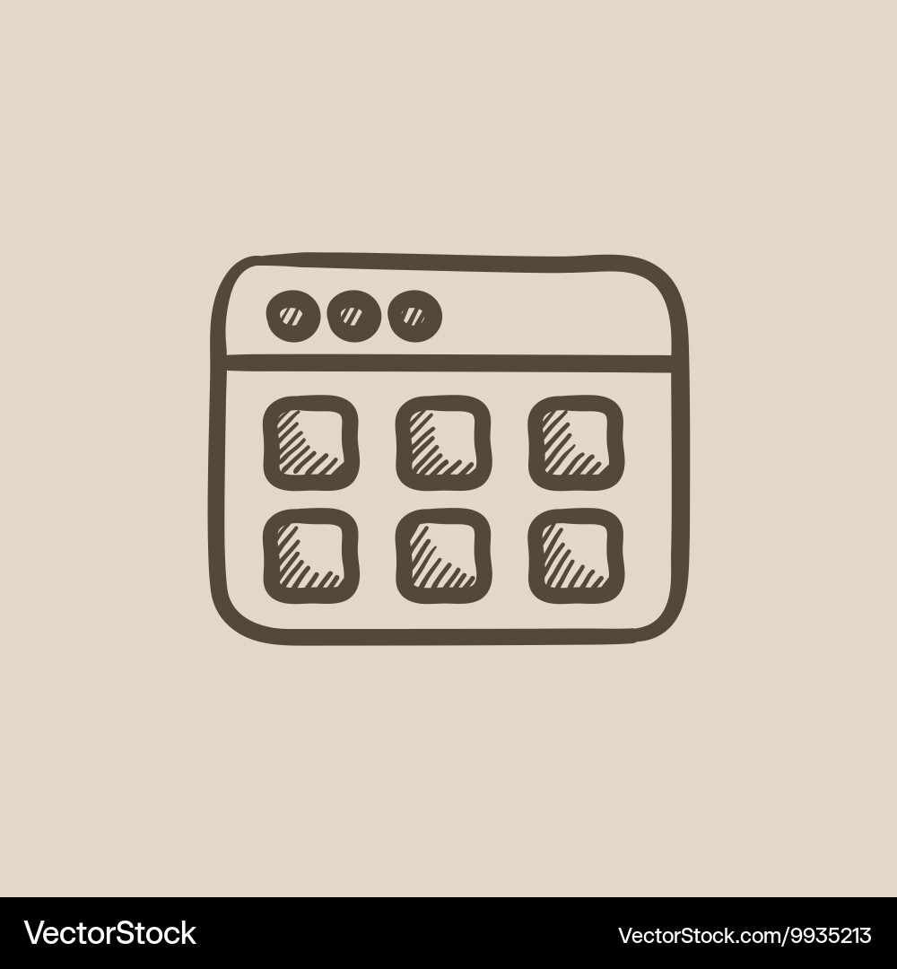 Browser window with folders sketch icon vector image