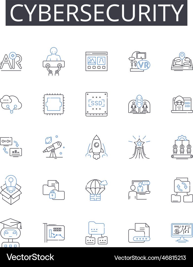 Cybersecurity line icons collection data Vector Image