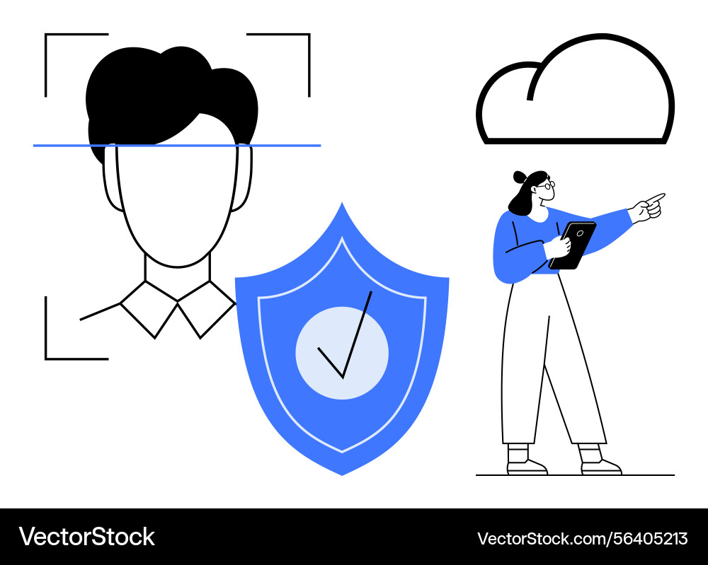 Digital authentication with face recognition data Digital authentication with face recognition data vector image