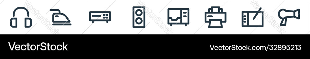Electronics line icons linear set quality Electronics line icons linear set quality vector image