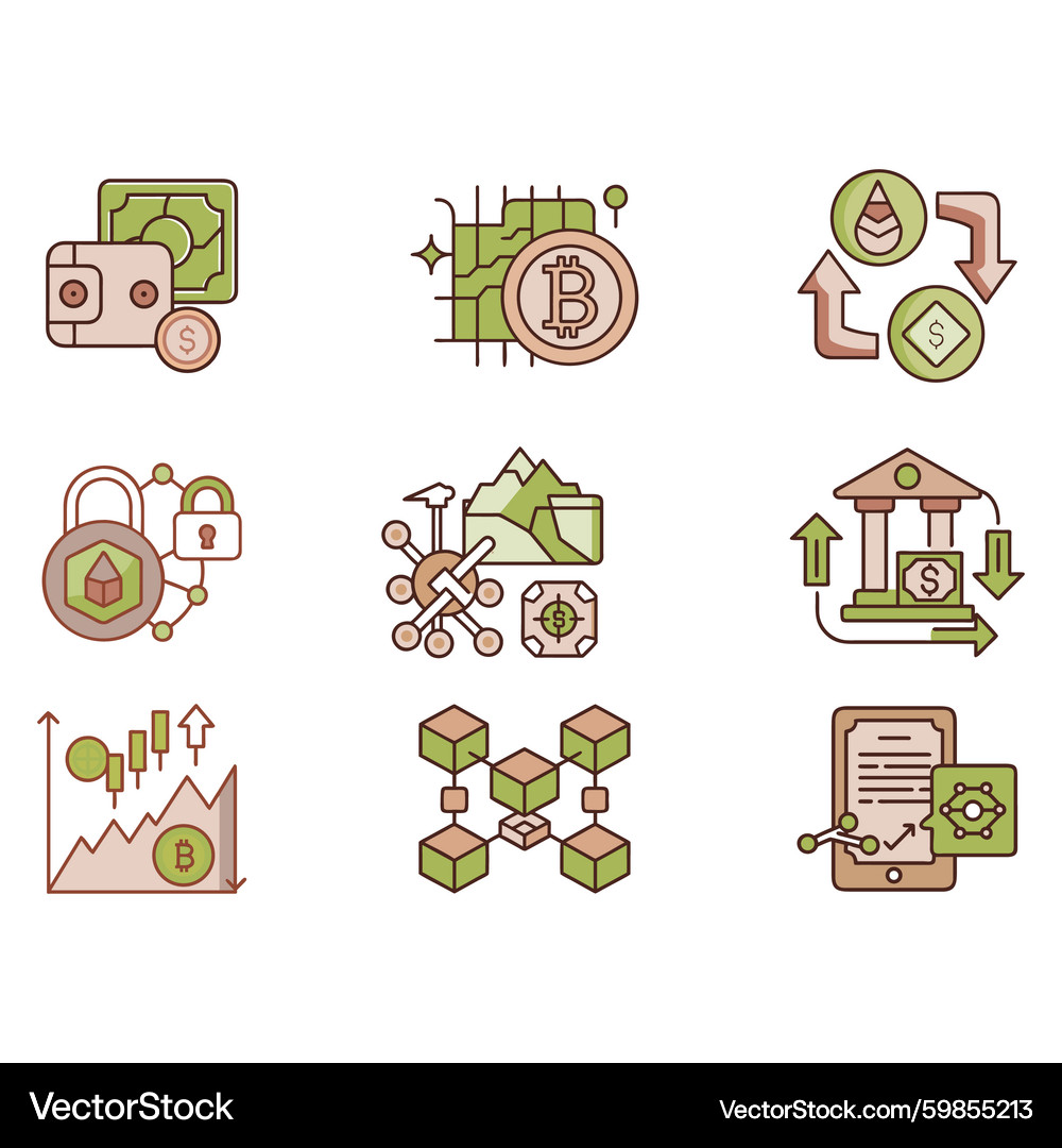 FinTech & Cryptocurrency Icons – Royalty-Free Vector | VectorStock