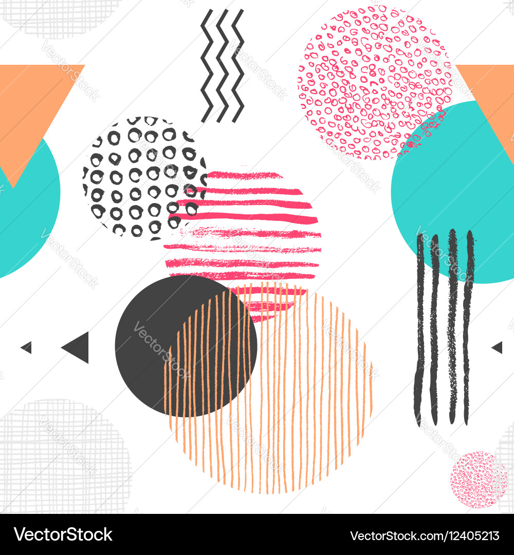 Geometric Circles & Triangles Pattern Vector Image