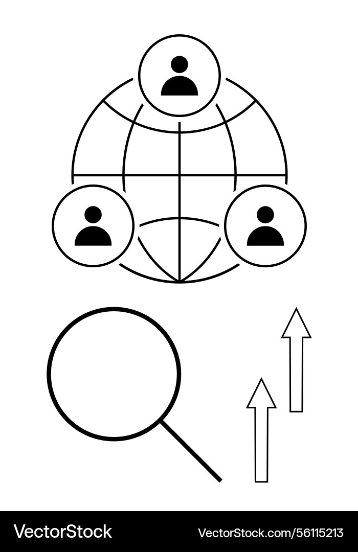 Global connection network with magnifying glass Global connection network with magnifying glass vector image
