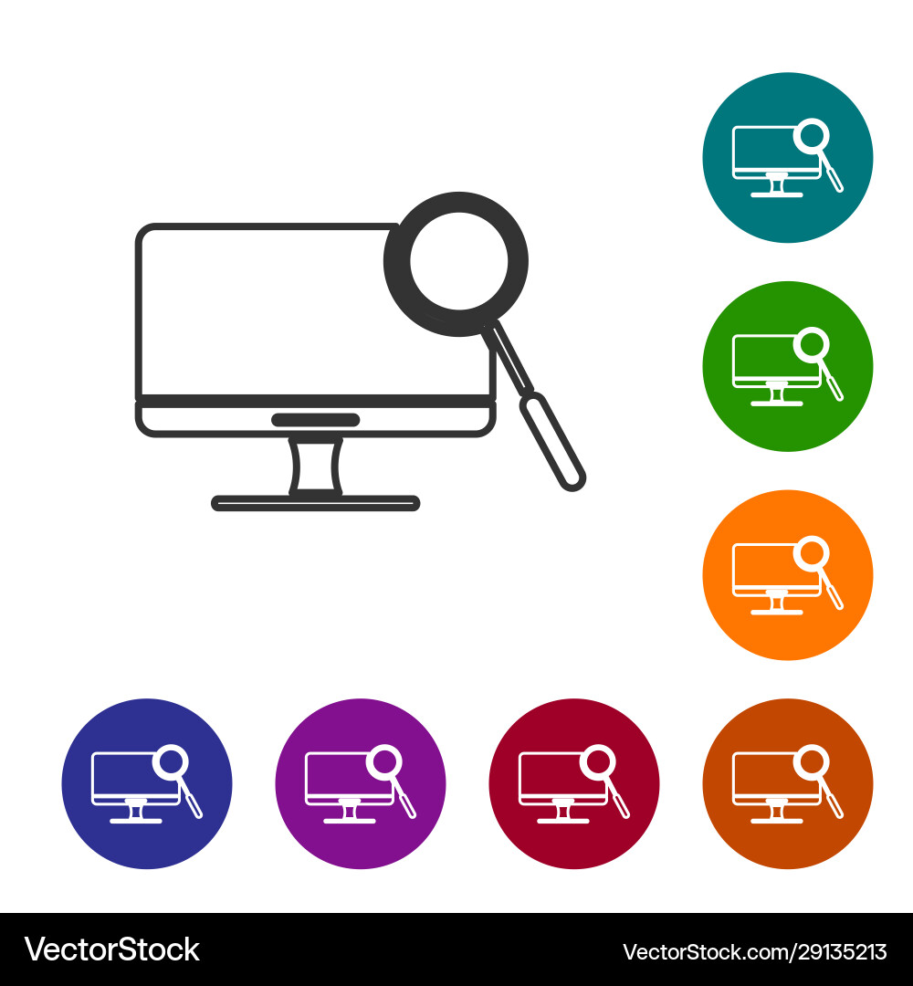 Grey line computer monitor diagnostics icon Grey line computer monitor diagnostics icon Vector Image