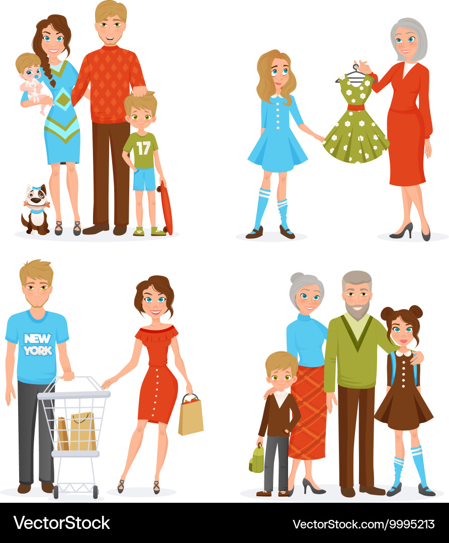 Große Familiensymbole Set Vektorbild