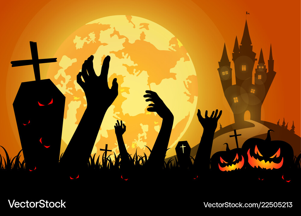 Halloween Graveyard Scene Vector Image