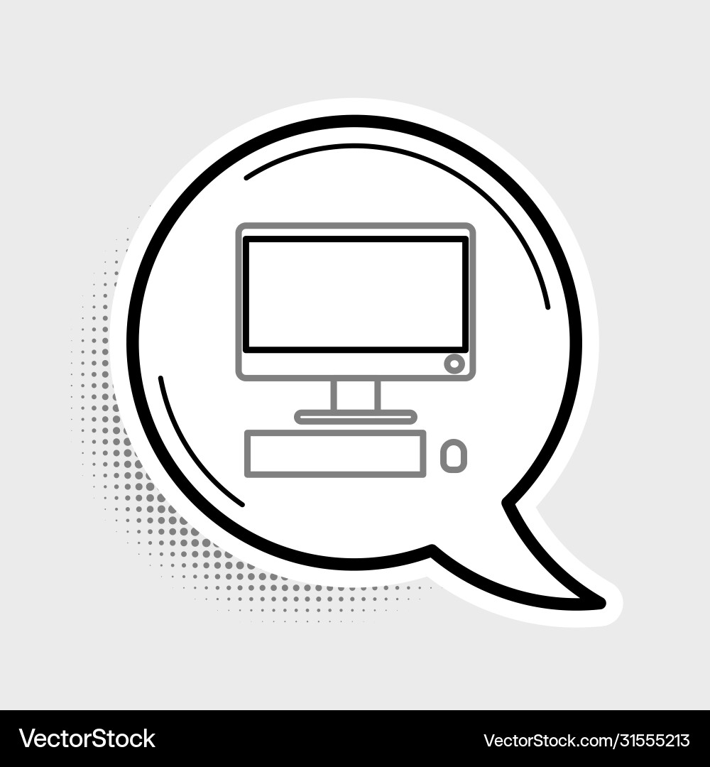 Line computer monitor with keyboard and mouse icon Vector Image