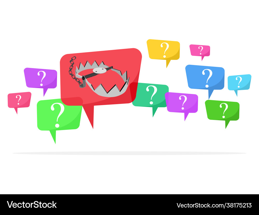 Question marks in speech bubbles and problem traps Vector Image