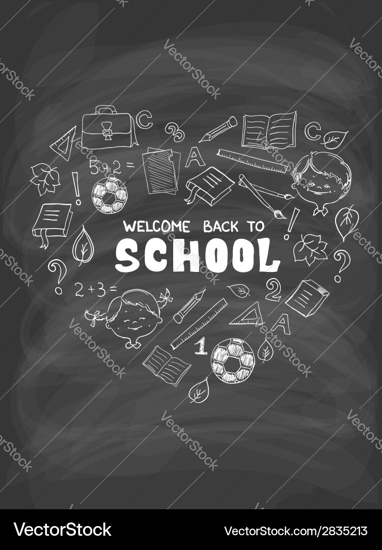 School objects in the shape of heart vector image