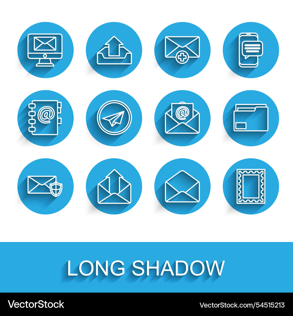 Set line envelope with shield outgoing mail Vector Image