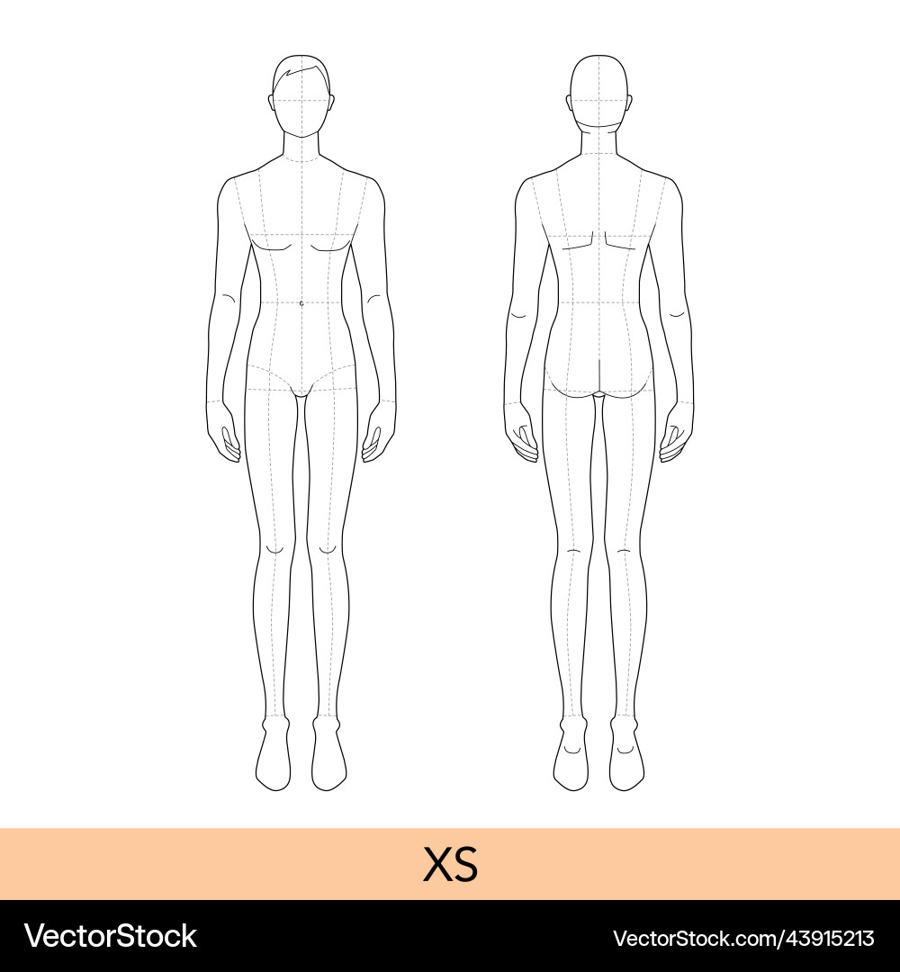 Xs size men fashion template 9 head croquis Xs size men fashion template 9 head croquis vector image