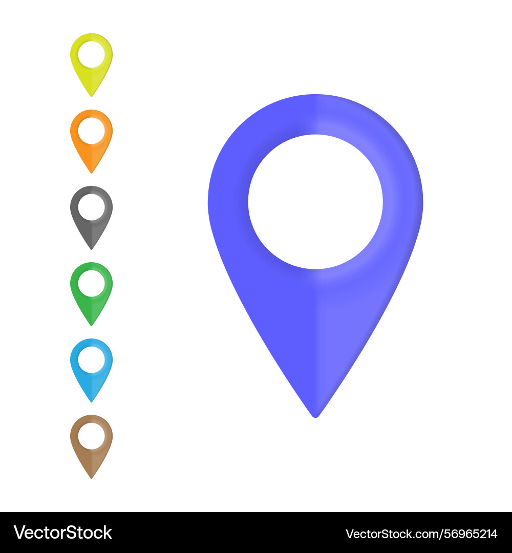 3d realistic location map pin gps pointer markers vector image