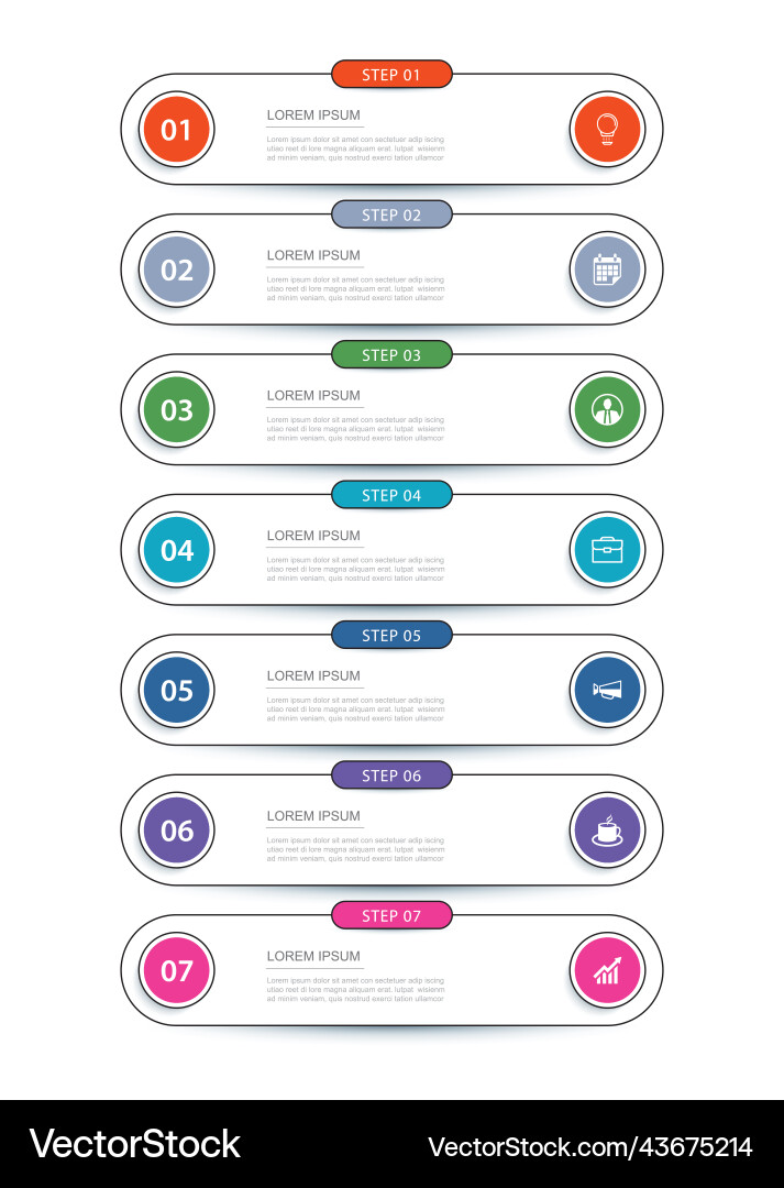7 data infographics tab thin line index template Vector Image