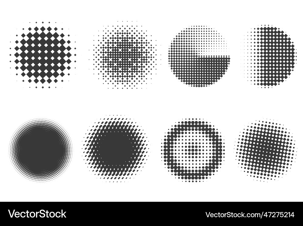 Circle dots with halftone pattern round gradient vector image