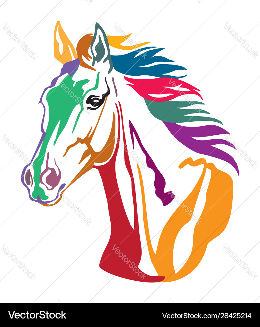Colorful Horse Portrait vector image