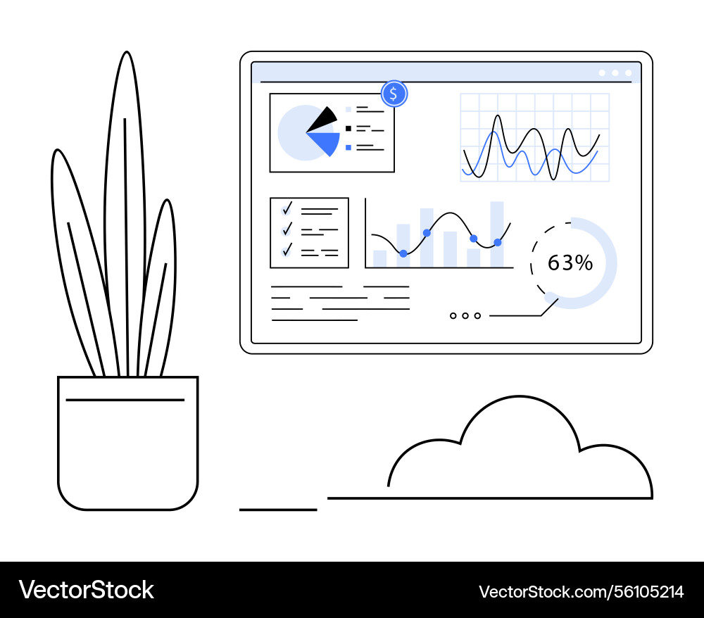Data analytics dashboard with charts and metrics Data analytics dashboard with charts and metrics vector image