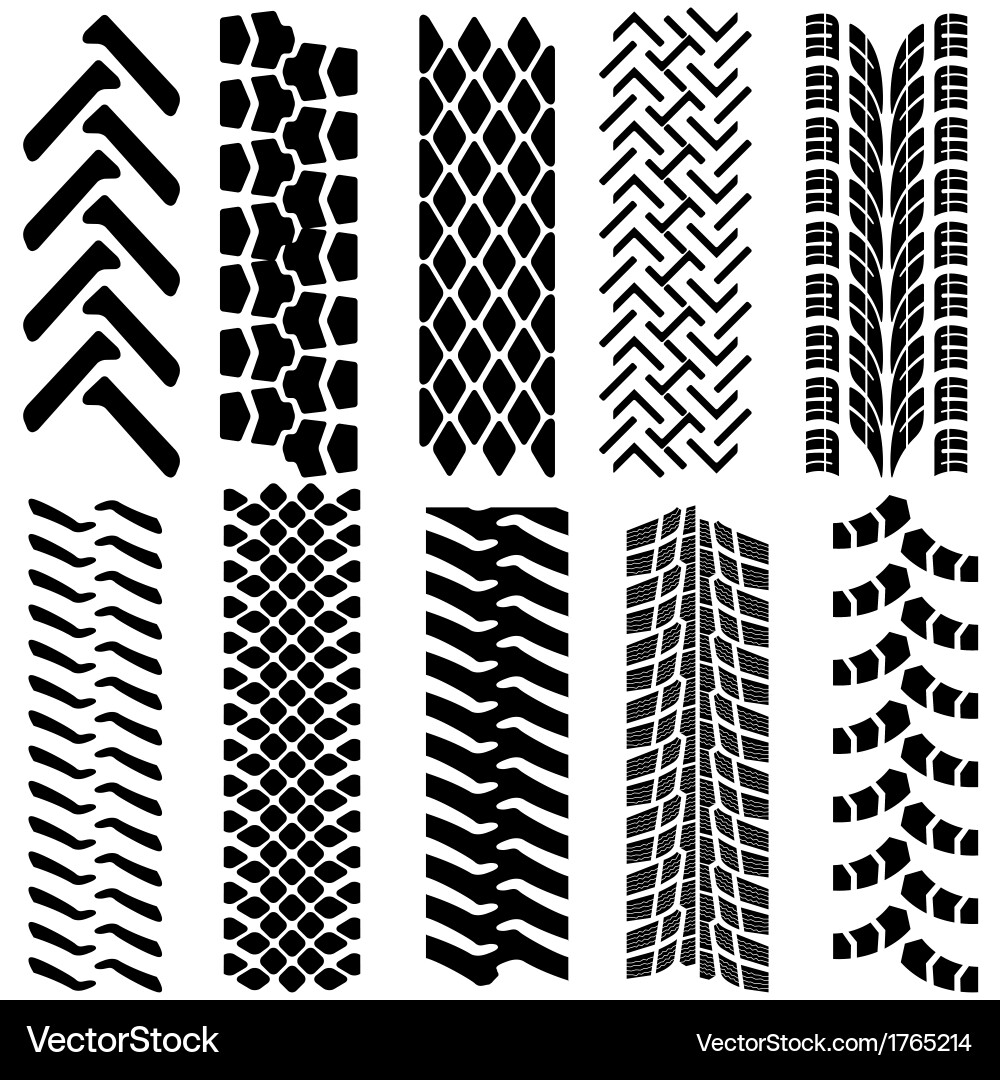 Detailed Tire Prints Collection Vector Image