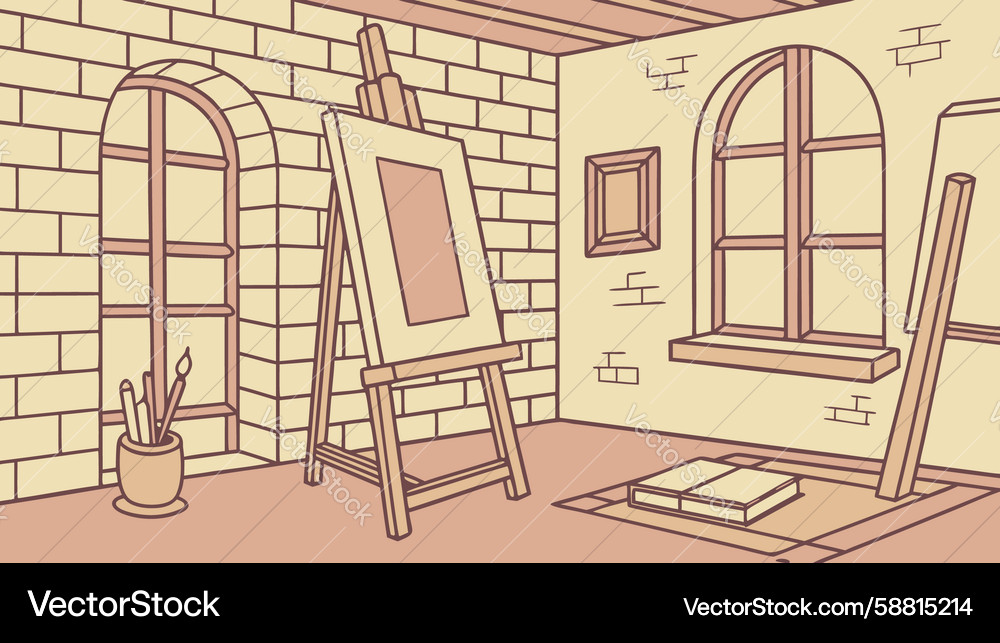 Empty Artist Studio with Easel Vector Image