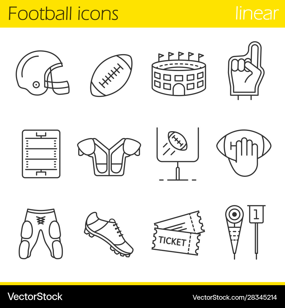 Football Icons - Linear Style vector image