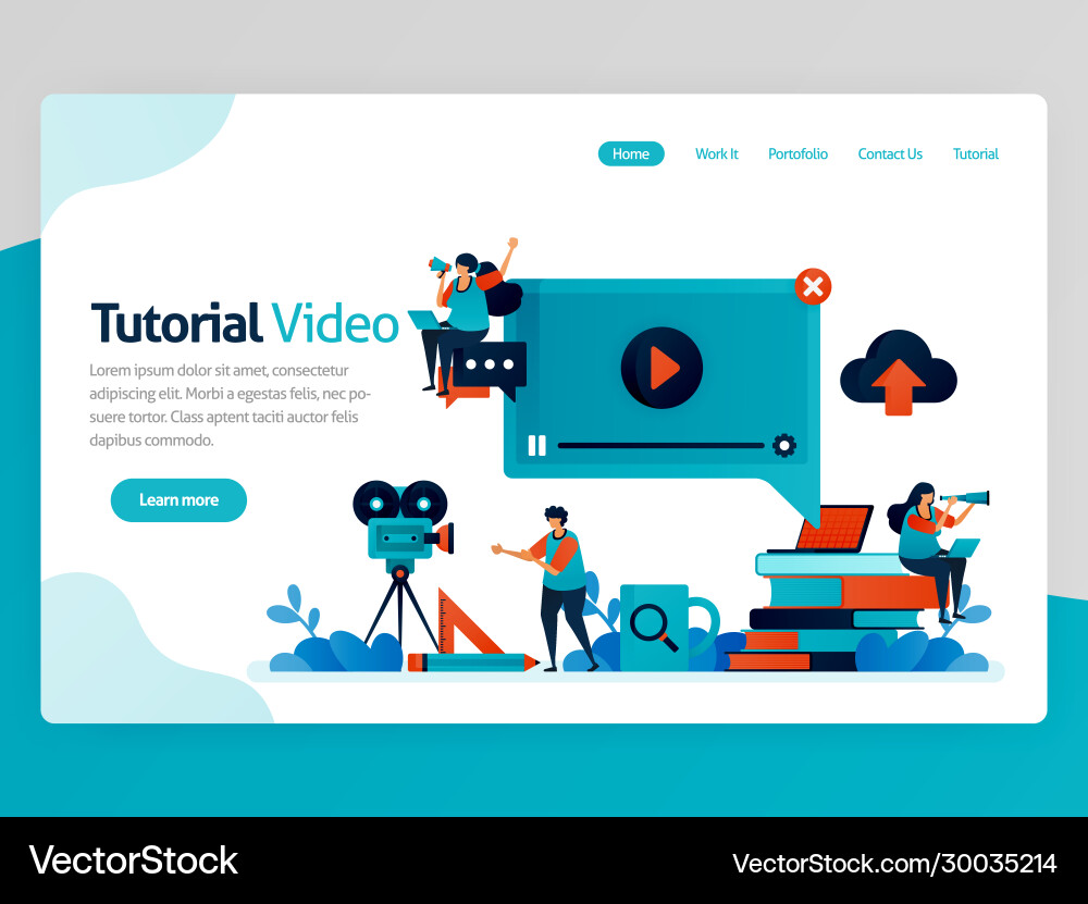For video tutorial landing page learning platform For video tutorial landing page learning platform vector image