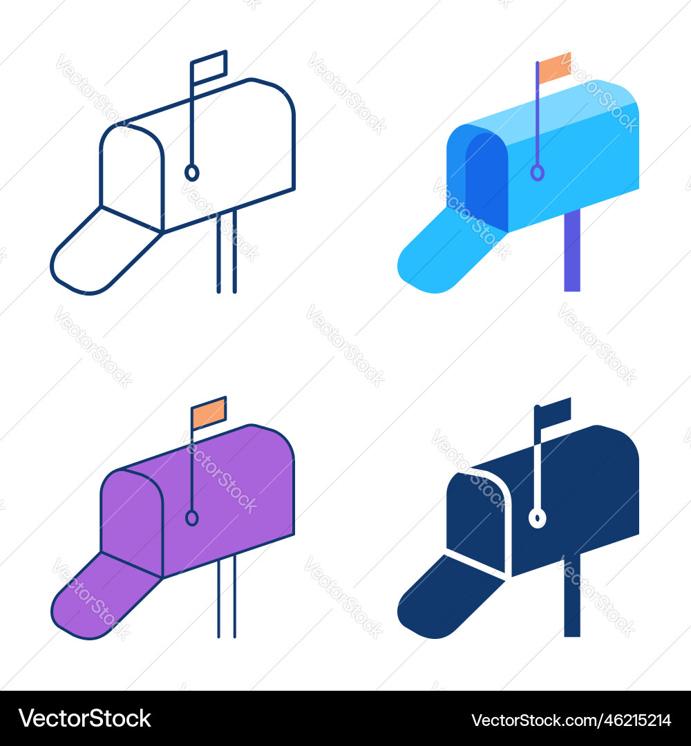 Open mailbox icon set in flat and line style Open mailbox icon set in flat and line style vector image