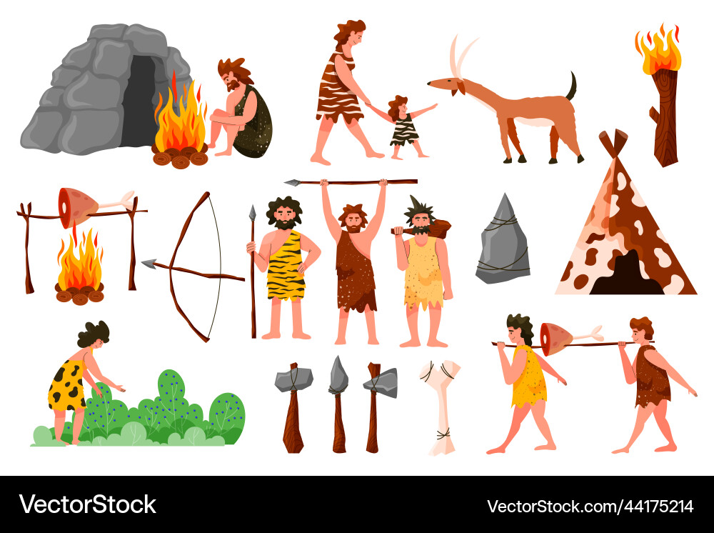 Prehistoric cave primeval hunter tools ancient Prehistoric cave primeval hunter tools ancient vector image