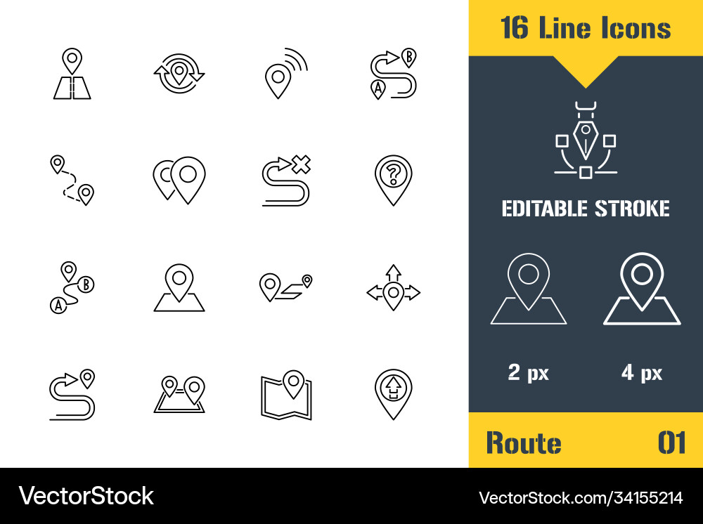 Route location navigation way thin line icon Route location navigation way thin line icon Vector Image