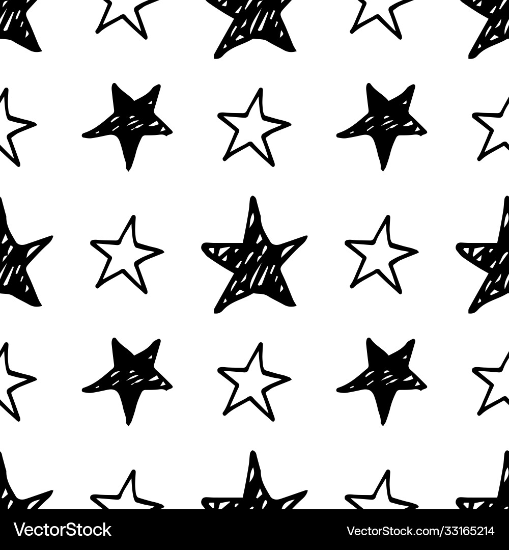 Seamless star pattern hand drawn sketch stars vector image