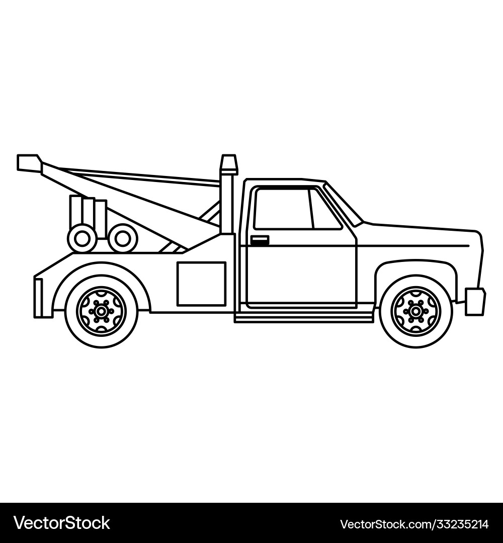 Silhouette a tow truck black and white Silhouette a tow truck black and white vector image