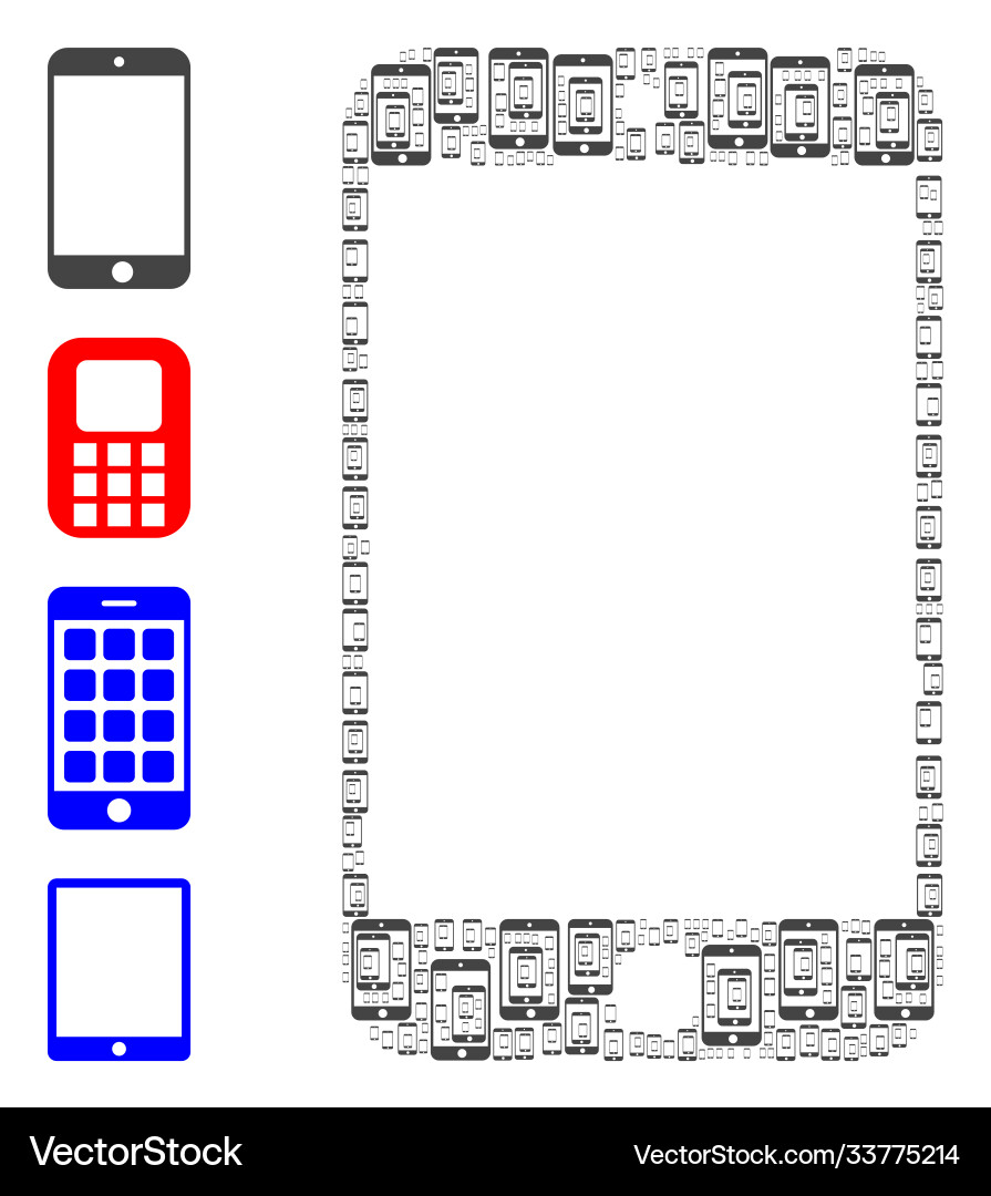 Smartphone recursion mosaic self items Vector Image