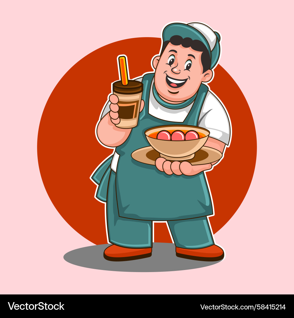 Smiling Cafe Server Delivering Orders Vector Image