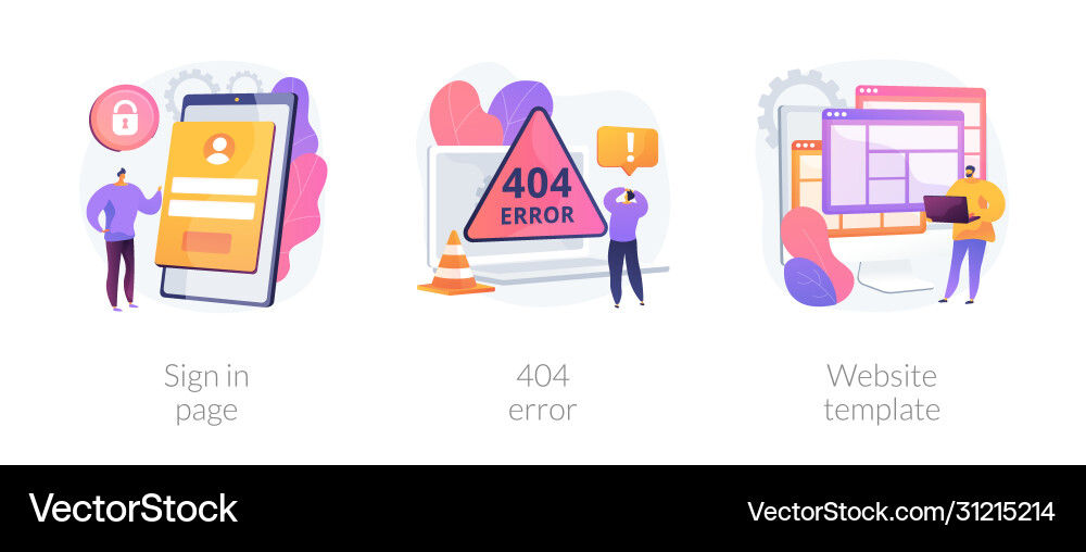 Website Error & Login Interface Vector Image