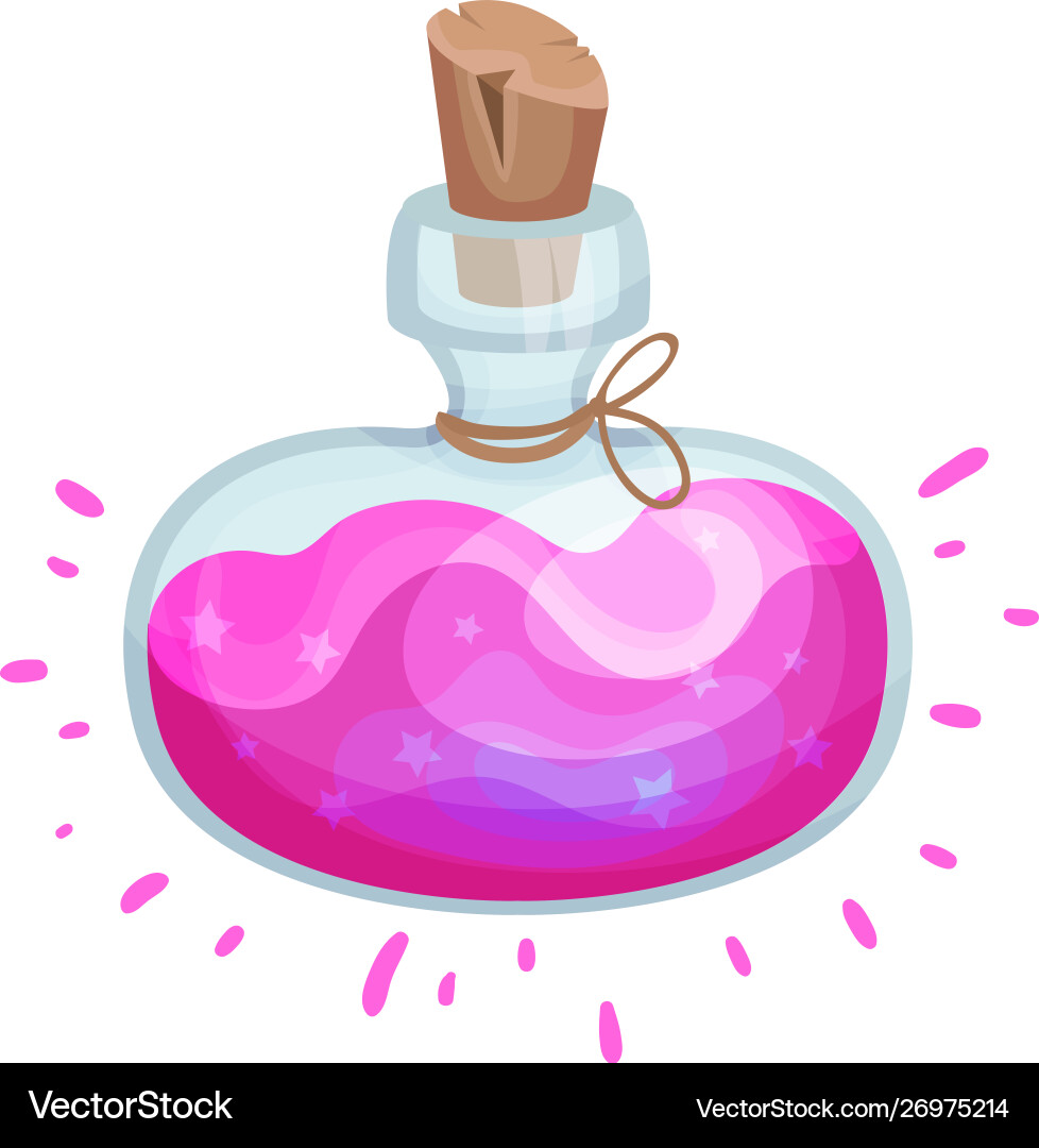 Wide flask with a magic pink elixir Wide flask with a magic pink elixir vector image