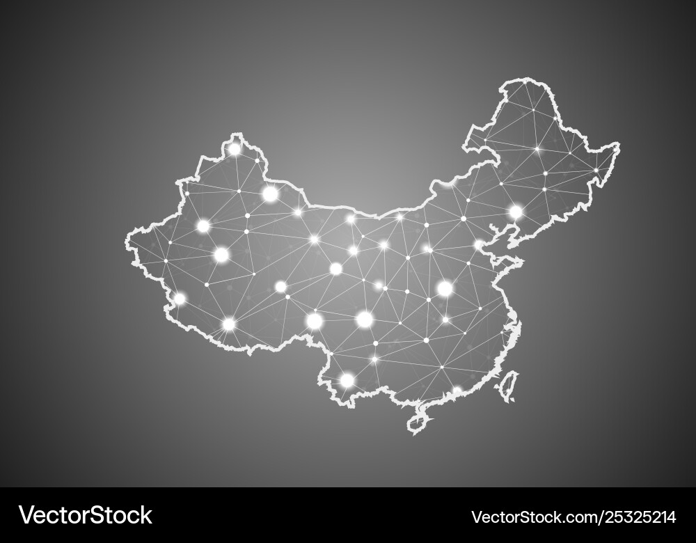 Wireframe mesh polygonal china map abstract Wireframe mesh polygonal china map abstract Vector Image