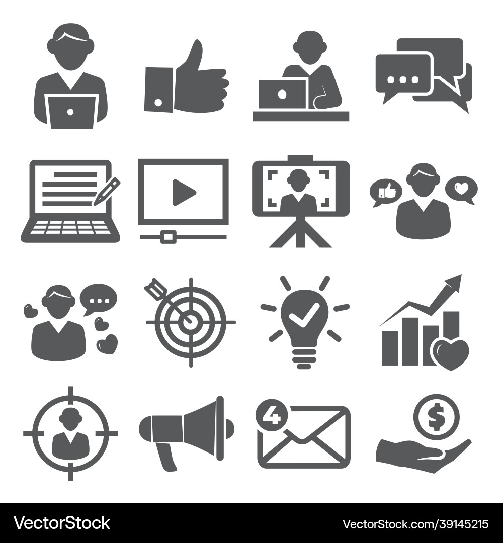 Blogger icons set on white background Vector Image
