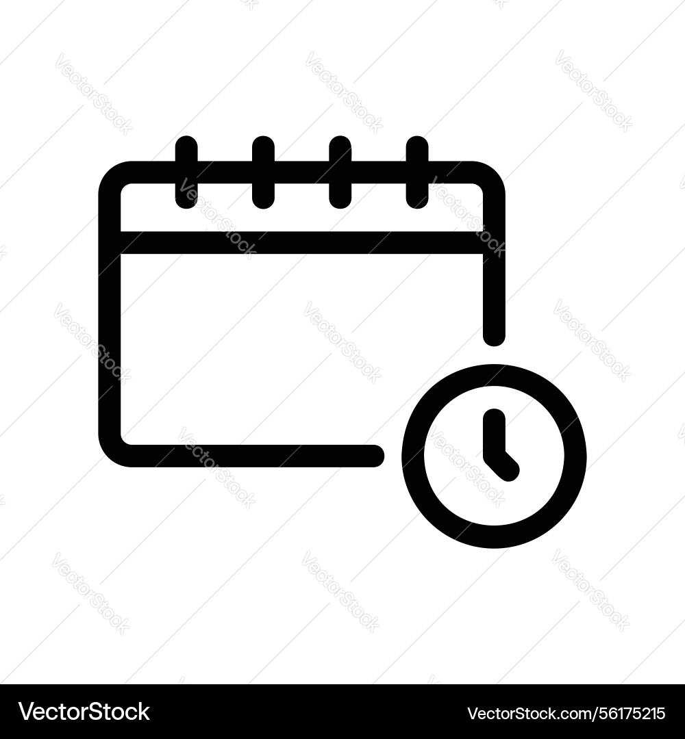 Calendar icon with clock representing scheduled vector image
