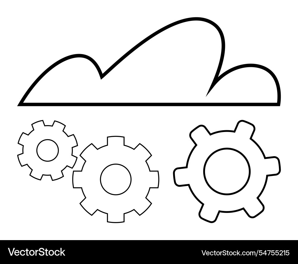Cloud computing concept with gears representing Vector Image
