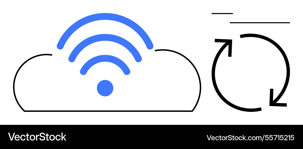 Cloud storage with synchronization represented Cloud storage with synchronization represented vector image