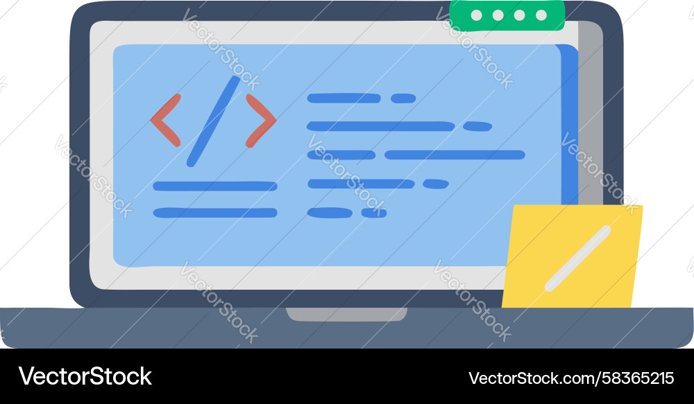 Code Snippet Laptop Display Vector Image