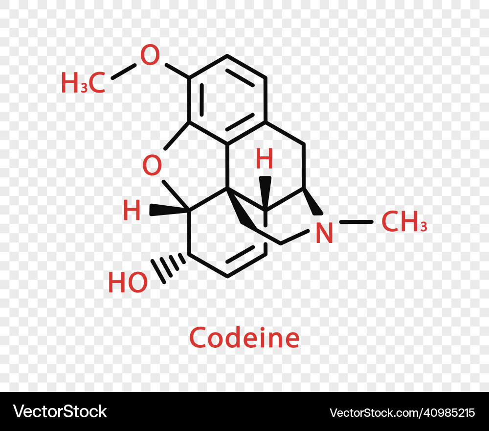 Codeine chemical formula structural Vector Image