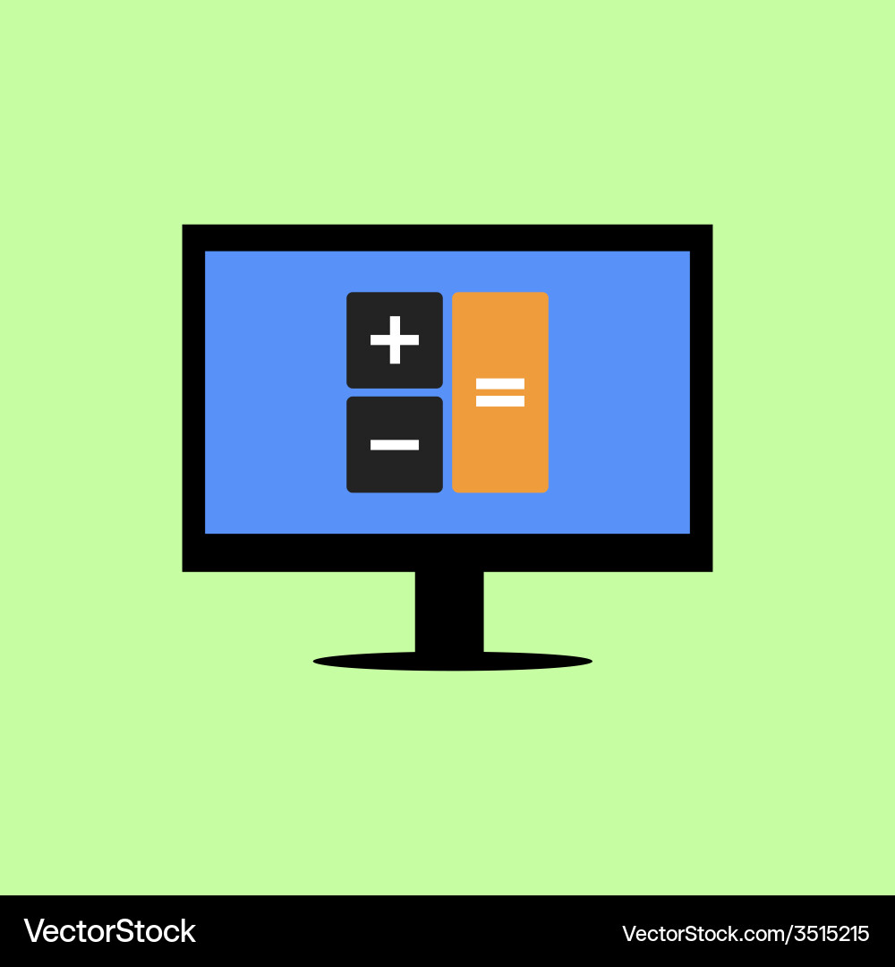 Computer with calculator icon Vector Image