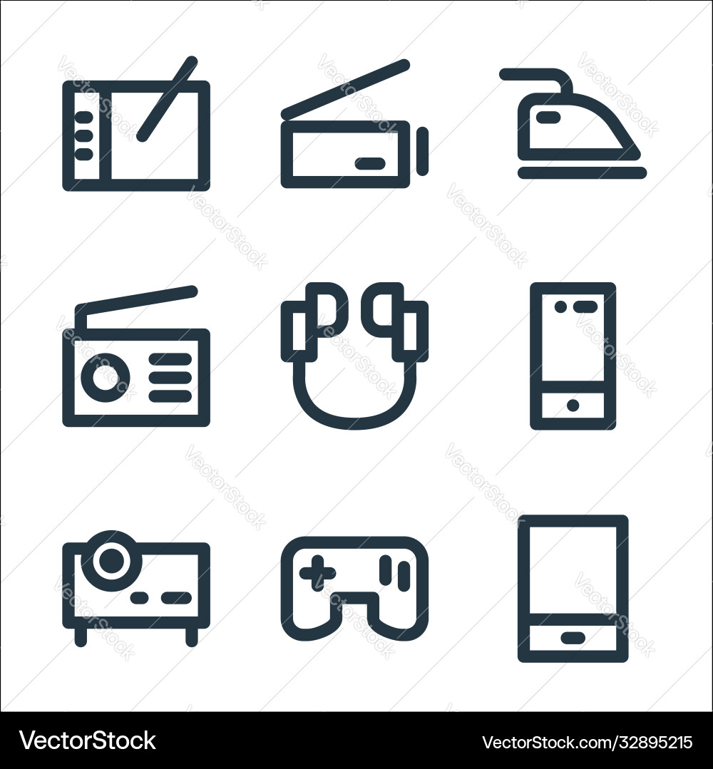 Electronics line icons linear set quality Vector Image