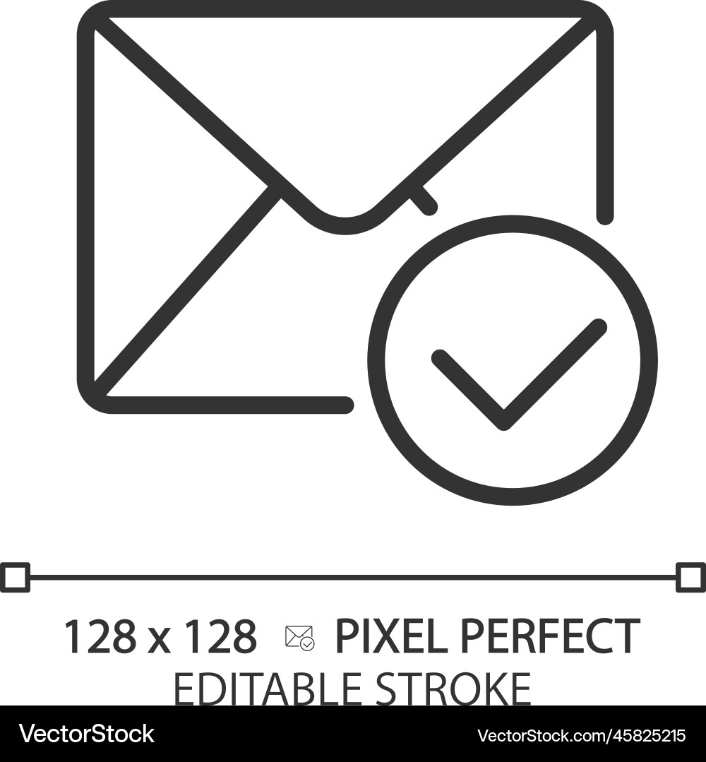 Envelope with checkmark pixel perfect linear icon Vector Image