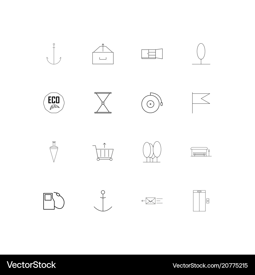 Industry linear thin icons set outlined simple vector image