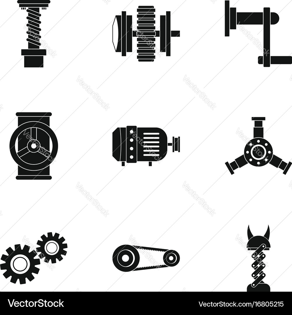 Mechanical gear icon set simple style Vector Image