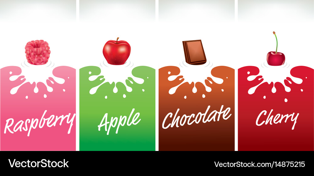 Milk splash with raspberry apple chocolate Vector Image