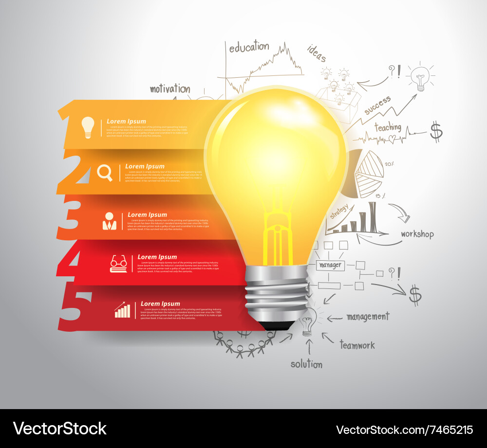 Numbers & Lightbulb Concepts vector image