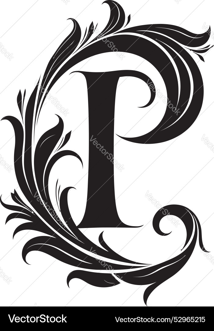 Primeval script ancient font p pearly elegance Primeval script ancient font p pearly elegance vector image