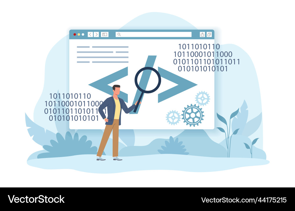 Process of learning it programming in binary vector image