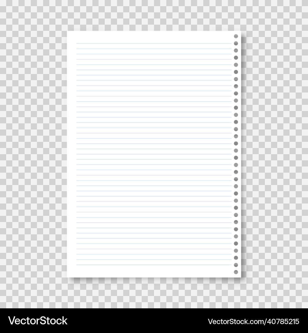 Realistic blank lined paper sheet in a4 format Realistic blank lined paper sheet in a4 format vector image
